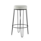 BAR STOOL BOUCLÉ BEIGE BLACK FRAME - CHAIRS, STOOLS